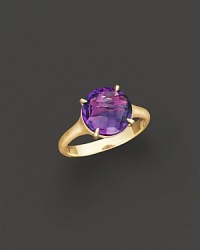 Faceted amethyst is set in 18K yellow gold. Faceted amethyst is set in 18K yellow gold.