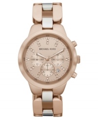 Subtle silver accents complement the allover rosy tone of this Michael Kors watch. Subtle silver accents complement the allover rosy tone of this Michael Kors watch.