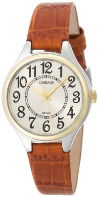 Carriage Women's C3C401 Two-Tone Round Case Champaign Dial Brown Croco Leather Strap Watch