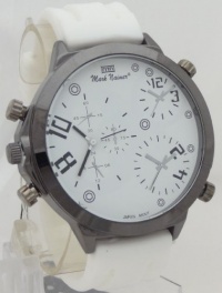 Mark Naimer Quartz Chronograph Multi-Time Zone Look Ceramic-Style Case White Rubber Band Mark Naimer Quartz Chronograph Multi-Time Zone Look Ceramic-Style Case White Rubber Band