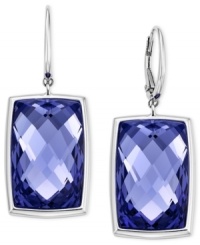 Blissfully elegant. The Nirvana earrings from Swarovski are crafted from rhodium-plated mixed metal with Tanzanite crystal bezel-set for a tranquil touch. Approximate drop: 1-7/10 inches. Blissfully elegant. The Nirvana earrings from Swarovski are crafted from rhodium-plated mixed metal with Tanzanite crystal bezel-set for a tranquil touch. Approximate drop: 1-7/10 inches.