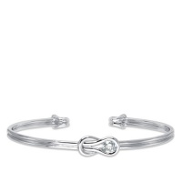 Love Knot, 14K White Gold Diamond Knot Bangle Bracelet, 1/6 ctw.