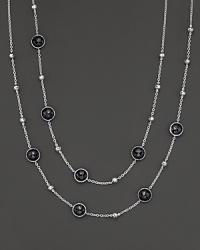 Sterling silver hammered ball illusion chain in onyx, 37. Designed by Ippolita. Sterling silver hammered ball illusion chain in onyx, 37. Designed by Ippolita.