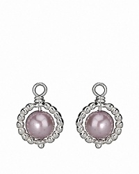 Sterling silver beaded hoops house lustrous freshwater rose pearls. Add these classically chic charms to your PANDORA french wire or hoop earrings for understated elegance. Sterling silver beaded hoops house lustrous freshwater rose pearls. Add these classically chic charms to your PANDORA french wire or hoop earrings for understated elegance.