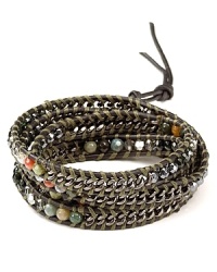 Simple yet eclectic. This Chan Luu leather wrap bracelet refines bohemian style with its mix of semi-precious gemstones and striking crystals. Simple yet eclectic. This Chan Luu leather wrap bracelet refines bohemian style with its mix of semi-precious gemstones and striking crystals.