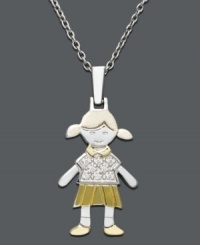 Capture the essence of childhood with this adorable little girl charm. Crafted in 14k gold and sterling silver with sparkling diamond accents. Approximate length: 18 inches. Approximate drop: 1 inch. Capture the essence of childhood with this adorable little girl charm. Crafted in 14k gold and sterling silver with sparkling diamond accents. Approximate length: 18 inches. Approximate drop: 1 inch.
