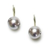 Sterling Silver Gray Shell Pearl Lever Back Earrings