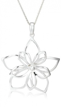 Sterling Silver Open Double Flower Pendant, 16-18