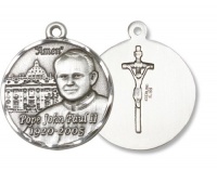 Pope John Paul Ii / Vatican Unusual & Specialty Sterling Silver Pope John Paul II Pendant Stainless Silver Heavy Curb Chain Pope John Paul Ii / Vatican Unusual & Specialty Sterling Silver Pope John Paul II Pendant Stainless Silver Heavy Curb Chain