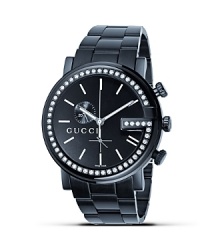 Gucci's signature style shines in this diamond-embellished timepiece in black PVD for a modern finish. Gucci's signature style shines in this diamond-embellished timepiece in black PVD for a modern finish.