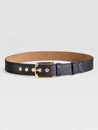 Pebbled calfskin with curved metal buckle and Prada logo detail. About 1½ wide Made in Italy Please note: sizes are in centimeters. Pebbled calfskin with curved metal buckle and Prada logo detail. About 1½ wide Made in Italy Please note: sizes are in centimeters.