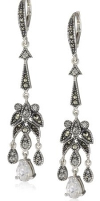 Judith Jack Holiday Glamour Sterling Silver, Marcasite and Cubic Zirconia Linear Drop Earrings Judith Jack Holiday Glamour Sterling Silver, Marcasite and Cubic Zirconia Linear Drop Earrings