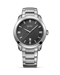 The HB 1017 family features a large, bold case for a strong presence on the wrist. Bold applied indexes on the black dial and a brushed and polished stainless steel bracelet complete the look. From HUGO BOSS. The HB 1017 family features a large, bold case for a strong presence on the wrist. Bold applied indexes on the black dial and a brushed and polished stainless steel bracelet complete the look. From HUGO BOSS.