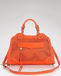 Carry this season's most-wanted hue with this lazer cut leather satchel from Rebecca Minkoff. Ideally sized for the essentials, its the bag we want bright now. Carry this season's most-wanted hue with this lazer cut leather satchel from Rebecca Minkoff. Ideally sized for the essentials, its the bag we want bright now.