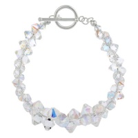 Sterling Silver Swarovski Elements Aurore Boreale Graduated Frontal Toggle Bracelet, 7.5 Sterling Silver Swarovski Elements Aurore Boreale Graduated Frontal Toggle Bracelet, 7.5