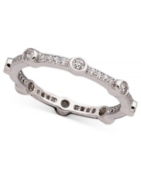 Add a little intrigue to your set of CRISLU stackable rings with this platinum over sterling silver stunner featuring glittering cubic zirconia (3/8 ct. t.w.). Sizes 6, 7 and 8. Add a little intrigue to your set of CRISLU stackable rings with this platinum over sterling silver stunner featuring glittering cubic zirconia (3/8 ct. t.w.). Sizes 6, 7 and 8.