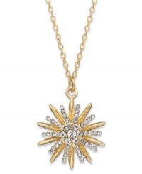 A burst of beauty. Giani Bernini's starburst pendant is set in 24k gold over sterling silver with sparkling cubic zirconia accents that enhance the appeal. Approximate length: 18 inches. Approximate drop: 3/4 inch. A burst of beauty. Giani Bernini's starburst pendant is set in 24k gold over sterling silver with sparkling cubic zirconia accents that enhance the appeal. Approximate length: 18 inches. Approximate drop: 3/4 inch.