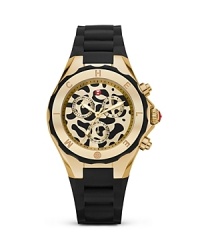 Michele hints at your wild side with this spot-splashed timepiece, crafted of plated stainless steel and accented by a playful silicone band. Michele hints at your wild side with this spot-splashed timepiece, crafted of plated stainless steel and accented by a playful silicone band.
