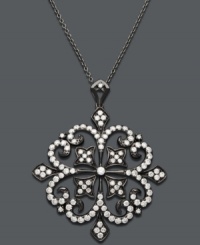 Like romance at dusk, Deco by Effy Collection's enigmatic design features an intricate floral pattern decorated by round-cut diamonds (1-1/3 ct. t.w.). Crafted in 14k white gold and black rhodium. Approximate length: 18 inches. Approximate drop: 1-1/4 inches. Like romance at dusk, Deco by Effy Collection's enigmatic design features an intricate floral pattern decorated by round-cut diamonds (1-1/3 ct. t.w.). Crafted in 14k white gold and black rhodium. Approximate length: 18 inches. Approximate drop: 1-1/4 inches.