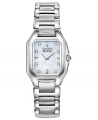 Illuminate your wardrobe with this sophisticated timepiece, shining with diamond accents, from Citizen's Signature Fiore collection. Powered by Eco-Drive, harnessing natural and artificial light, never needing a battery. Illuminate your wardrobe with this sophisticated timepiece, shining with diamond accents, from Citizen's Signature Fiore collection. Powered by Eco-Drive, harnessing natural and artificial light, never needing a battery.