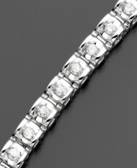 A striking statement with a twinkle. Round-cut diamonds (1 ct. t.w.) and 14k white gold create a unique and elegant diamond bracelet. Length measures 7-1/4 inches. A striking statement with a twinkle. Round-cut diamonds (1 ct. t.w.) and 14k white gold create a unique and elegant diamond bracelet. Length measures 7-1/4 inches.