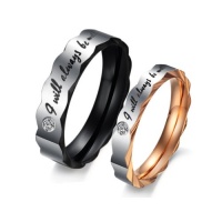 Stainless Steel Love I Will Always Be with You Couples Promise Rings Mens Ladies Wedding Bands with Cubic Zirconia Stainless Steel Love I Will Always Be with You Couples Promise Rings Mens Ladies Wedding Bands with Cubic Zirconia