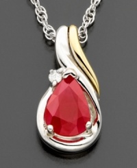 Hang this rich red ruby (7/8 ct. t.w.) necklace around your neck for an everyday romantic mood. Crafted with 14k gold, sterling silver and beautiful round-cut diamond accents. Approximate length: 18 inches. Approximate drop: 1/2 inches. Hang this rich red ruby (7/8 ct. t.w.) necklace around your neck for an everyday romantic mood. Crafted with 14k gold, sterling silver and beautiful round-cut diamond accents. Approximate length: 18 inches. Approximate drop: 1/2 inches.