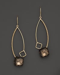 Checkerboard cushion cut smoky quartz adds rich sparkle to 14K yellow gold. Checkerboard cushion cut smoky quartz adds rich sparkle to 14K yellow gold.