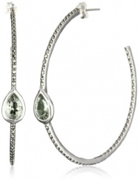 Judith Jack Sterling Silver, Marcasite and Green Amy Hoop Earrings Judith Jack Sterling Silver, Marcasite and Green Amy Hoop Earrings