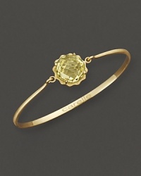 A faceted lemon quartz adds brilliant color to gleaming 18K yellow gold. By Carelle. A faceted lemon quartz adds brilliant color to gleaming 18K yellow gold. By Carelle.