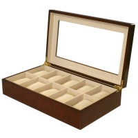 Watch Box for 10 Watches Burlwood Matte Finish XL Extra Large Compartments Soft Cushions Clearance Window Watch Box for 10 Watches Burlwood Matte Finish XL Extra Large Compartments Soft Cushions Clearance Window