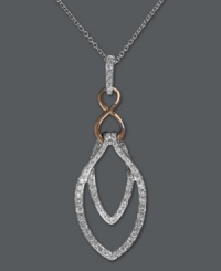 Highlight your neckline with just the right amount of shine. EFFY Collection's double drop pendant features a stunning cut-out design accented by round-cut diamonds (1/4 ct. t.w.). Crafted in 14k white gold with 14k rose gold accents. Approximate length: 18 inches. Approximate drop: 1-5/16 inches. Highlight your neckline with just the right amount of shine. EFFY Collection's double drop pendant features a stunning cut-out design accented by round-cut diamonds (1/4 ct. t.w.). Crafted in 14k white gold with 14k rose gold accents. Approximate length: 18 inches. Approximate drop: 1-5/16 inches.