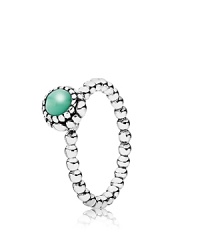 This birthstone ring features a beaded silver band with a polished chrysoprase solitaire. Perfect worn on its own or stacked with other PANDORA pieces. This birthstone ring features a beaded silver band with a polished chrysoprase solitaire. Perfect worn on its own or stacked with other PANDORA pieces.