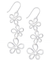 Pretty and petite, Touch of Silver's silver-plated brass earrings feature a unique daisy design. Ear wire crafted from sterling silver. Approximate drop: 1-4/5 inches.