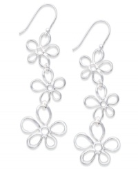 Pretty and petite, Touch of Silver's silver-plated brass earrings feature a unique daisy design. Ear wire crafted from sterling silver. Approximate drop: 1-4/5 inches. Pretty and petite, Touch of Silver's silver-plated brass earrings feature a unique daisy design. Ear wire crafted from sterling silver. Approximate drop: 1-4/5 inches.