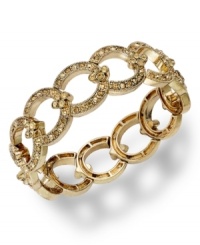 This glamorous bracelet from Charter Club is your link to on-trend fashion. Smoky topaz glass accents adorn a linked stretch design. Bracelet stretches to fit wrist. Crafted in gold tone mixed metal. Approximate diameter: 2-1/4 inches. This glamorous bracelet from Charter Club is your link to on-trend fashion. Smoky topaz glass accents adorn a linked stretch design. Bracelet stretches to fit wrist. Crafted in gold tone mixed metal. Approximate diameter: 2-1/4 inches.