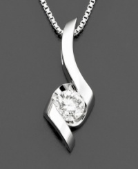 A round-cut diamond (1/2 ct. t.w.) is presented within Sirena's eye-catching 14k white gold setting. Approximate length: 18 inches. A round-cut diamond (1/2 ct. t.w.) is presented within Sirena's eye-catching 14k white gold setting. Approximate length: 18 inches.