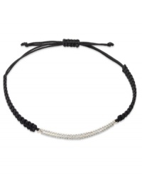 The bar has been raised, twice over. Single-cut diamonds (1/6 ct. t.w.) are set in YellOra™ and centered on a black parachute cord for a stunning effect. Bracelet adjusts to fit wrist. Approximate length: 11 inches. The bar has been raised, twice over. Single-cut diamonds (1/6 ct. t.w.) are set in YellOra™ and centered on a black parachute cord for a stunning effect. Bracelet adjusts to fit wrist. Approximate length: 11 inches.