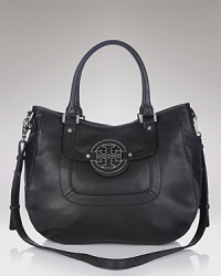 Tory Burch enlivens the classic leather hobo with her signature stamp and a must-have hue. Whether work or weekend, this versatile bag will make closet staples pop. Tory Burch enlivens the classic leather hobo with her signature stamp and a must-have hue. Whether work or weekend, this versatile bag will make closet staples pop.
