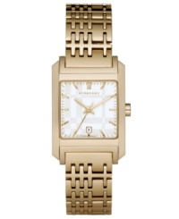 An instant staple in your watch rotation, this golden Burberry timepiece flaunts structured grace. An instant staple in your watch rotation, this golden Burberry timepiece flaunts structured grace.