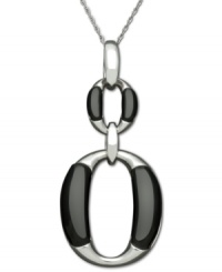 Retro chic. This vintage-inspired pendant features two tiers of cut-out ovals in sterling silver and onyx (13-1/5 ct. t.w.). Approximate length: 18 inches. Approximate drop: 1-3/4 inches. Retro chic. This vintage-inspired pendant features two tiers of cut-out ovals in sterling silver and onyx (13-1/5 ct. t.w.). Approximate length: 18 inches. Approximate drop: 1-3/4 inches.