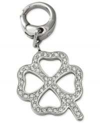 Luck of the stylish. Fossil's charm is crafted from silver-tone stainless steel with clear accents adding a sparkling touch. Approximate length, charm: 6/8 inch. Approximate length, clip: 1/2 inch. Luck of the stylish. Fossil's charm is crafted from silver-tone stainless steel with clear accents adding a sparkling touch. Approximate length, charm: 6/8 inch. Approximate length, clip: 1/2 inch.