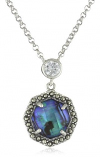 Judith Jack Blue Maldives Sterling Silver, Blue Abalone and  Swarovski  Marcasite Pendant Necklace