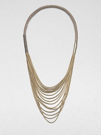 Metallic strands of suede, wrapped with lurex and chain details.Drop, about 14LeatherMade in Italy of imported fabric Metallic strands of suede, wrapped with lurex and chain details.Drop, about 14LeatherMade in Italy of imported fabric