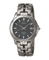 Crafted of lightweight, super-durable titanium, the Le Grand sport watch for men combines sleek style with renowned Seiko performance. It features precision quartz movement with an instant-setting date and water resistance to 50 feet. Its legible black dial displays luminous hands and markers, set into a handsome case and bracelet of polished titanium. Carries the Seiko 3-year limited warranty. Crafted of lightweight, super-durable titanium, the Le Grand sport watch for men combines sleek style with renowned Seiko performance. It features precision quartz movement with an instant-setting date and water resistance to 50 feet. Its legible black dial displays luminous hands and markers, set into a handsome case and bracelet of polished titanium. Carries the Seiko 3-year limited warranty.