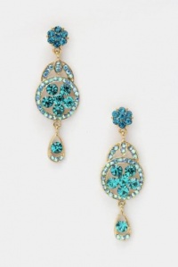 2.75 inch Small Crystal Embedded Chandelier Earrings, Aqua 2.75 inch Small Crystal Embedded Chandelier Earrings, Aqua