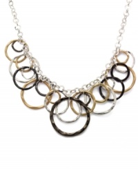 The chic circular design of Alfani's shaky frontal necklace is sure to be a conversation piece! Crafted in shiny silver tone, matte gold tone and hematite tone mixed metals, it will work with nearly everything in your wardrobe. Approximate length: 17 inches + 3-inch extender. Approximate drop: 4 inches. The chic circular design of Alfani's shaky frontal necklace is sure to be a conversation piece! Crafted in shiny silver tone, matte gold tone and hematite tone mixed metals, it will work with nearly everything in your wardrobe. Approximate length: 17 inches + 3-inch extender. Approximate drop: 4 inches.