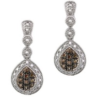 Sterling Silver 1/5ct TDW Champagne Diamond Teardrop Earrings Sterling Silver 1/5ct TDW Champagne Diamond Teardrop Earrings