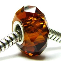 Sterling Silver Birthstone Crystal Topaz European Bead Charm November Sterling Silver Birthstone Crystal Topaz European Bead Charm November