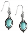 Blaze new trails with this gorgeous Lucky Brand turquoise earrings set in silvertone mixed metal. Approximate drop: 2 inches.